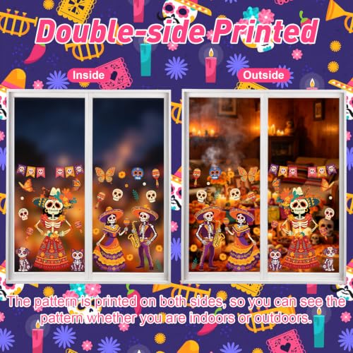 Day of the Dead Sugar Skulls Window Clings 6 Sheets (6 Count)