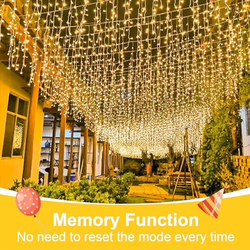 Warm White Icicle Lights for Outside (33 Foot)
