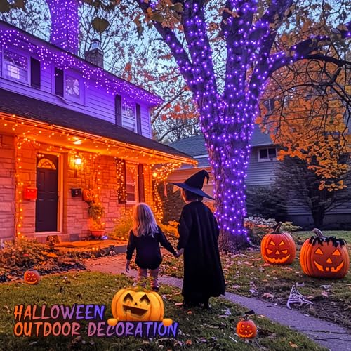 200 LED Orange Purple Halloween Lights for Halloween Decor (66 Foot)