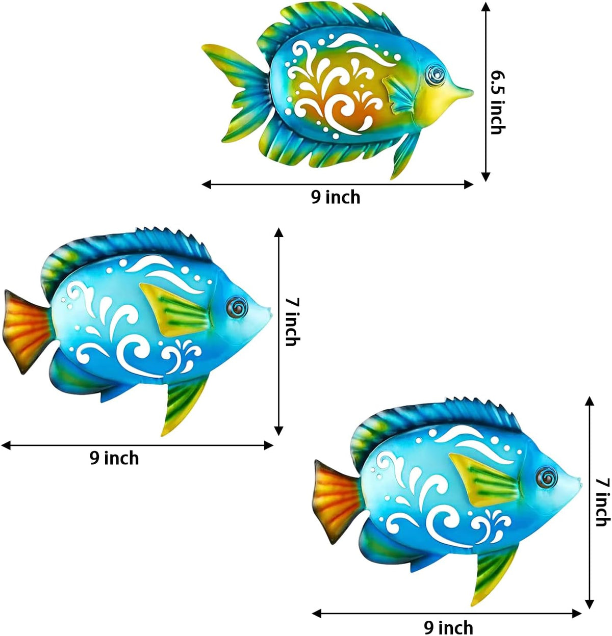 Metal Fish Wall Decor Coastal Ocean Sea Hanging Decorations Metal Fish Art Outdoor Wall Sculptures Garden Patio Fence Pool Decor - HavenBliss Decor