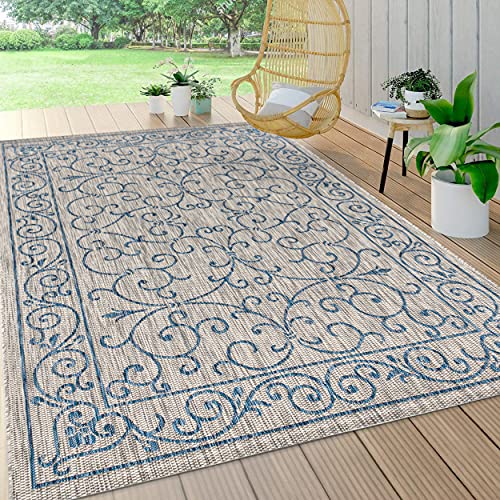 Vintage Filigree Indoor Outdoor Area Rug 5X8 Gray