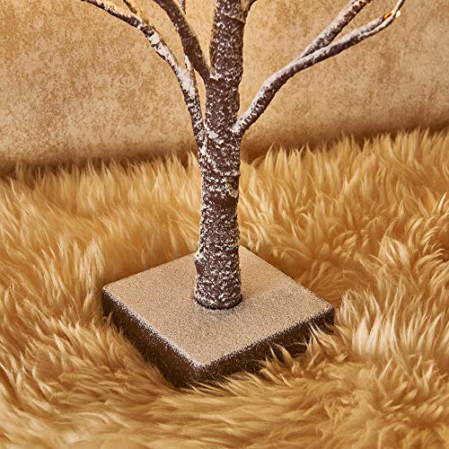 Pre Lit Tabletop Snow Dusted Tree with Timer 24LED 18IN Battery Operated for Christmas Valentine Party Decoration 2 Set