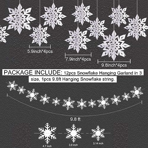 Christmas Hanging Paper Snowflakes for Winter Wonderland Frozen Party Decor