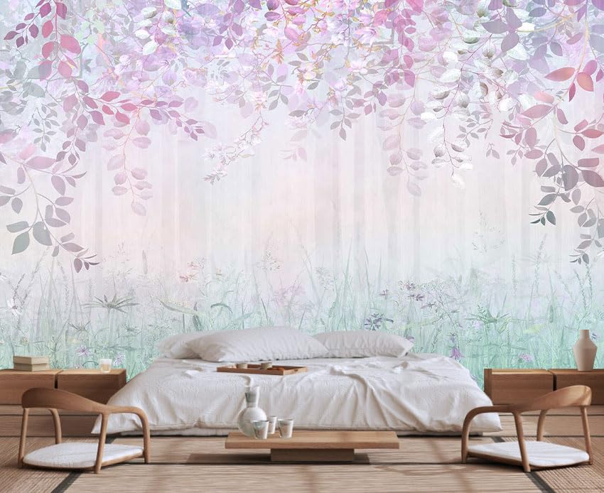 Hazy Pink Leaves and Greenery Wallpaper
