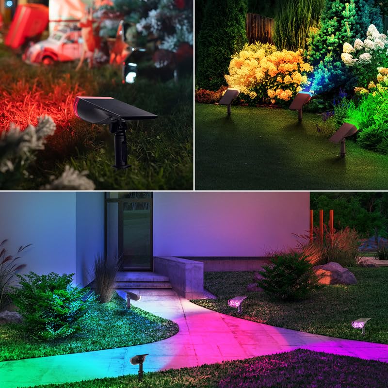 Solar Lights Outdoor Waterproof LED Landscape Spotlight RGB 2 Pack (2 Count)