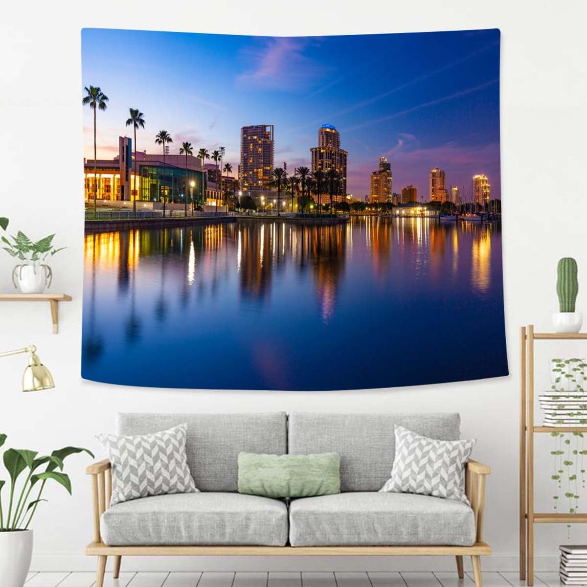 Night Tapestry For Bedroom St Petersburg Florida At Night Tapestries Wall Hanging For Living Room Dorm Office 90×60 In - HavenBliss Decor