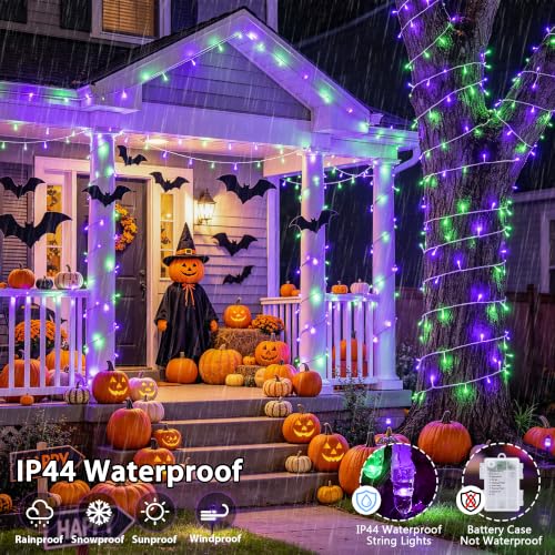 2 Pack 66FT 200 LED Battery Operated Halloween Lights with Remote (100 Count)