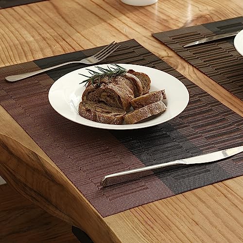 Brown with Black Striped Placemats Set of 6 (6 Count)