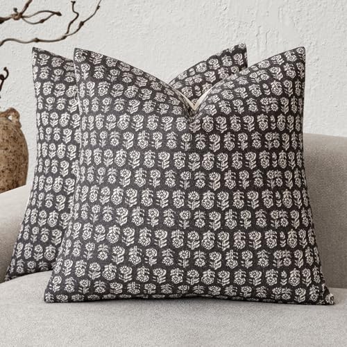 Decorative Floral Print Throw Pillow Covers 20×20 Inch (2 Count)