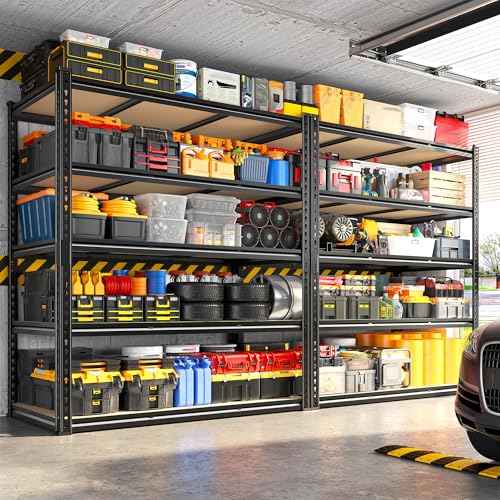 48" W Garage Shelving 3080LBS Storage Shelves 5 Tier Heavy Duty Shelving Adjustable Garage Shelves for Basement (2 Count)