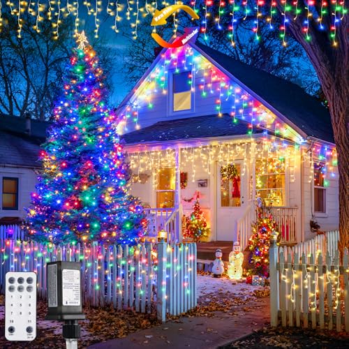 Color Changing Icicle Lights for Outside (38.8 Foot)