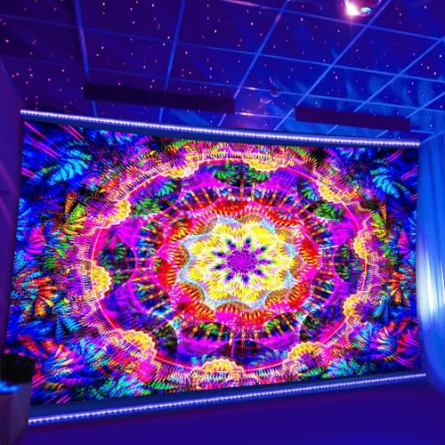 Blacklight Mandala Tapestry for Bedroom