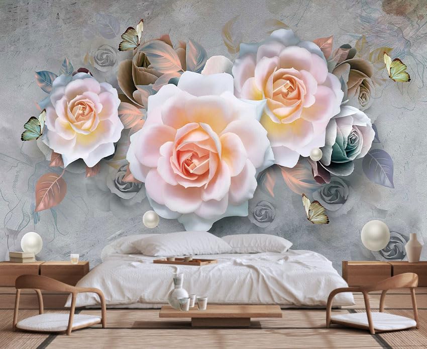 Modern Minimalist Fashion Wallpaper Flowers and Pearls Mural for Bedroom and Living Room Background Wall