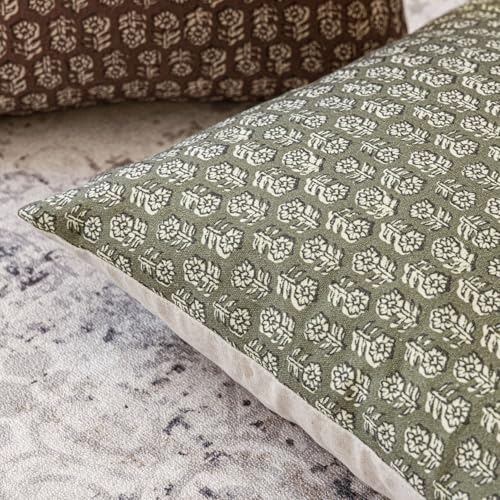 Decorative Floral Print Throw Pillow Covers 18×18 Sage Green (2 Count)