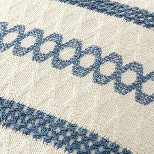 Set of 2 Coastal Blue Boho Decorative Pillow Covers 20x20 Inch (2 Count)