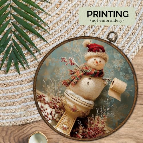 Vintage Christmas Snowman Picture Wall Art Framed