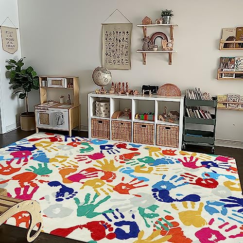 Large Colorful Kids Rug 6x9 Ft