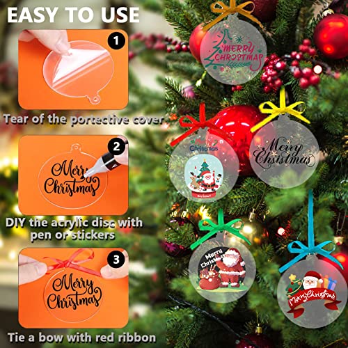 40 Pieces Christmas Hanging Ornaments with 50Pcs 25 Color Ribbons (40 Count)