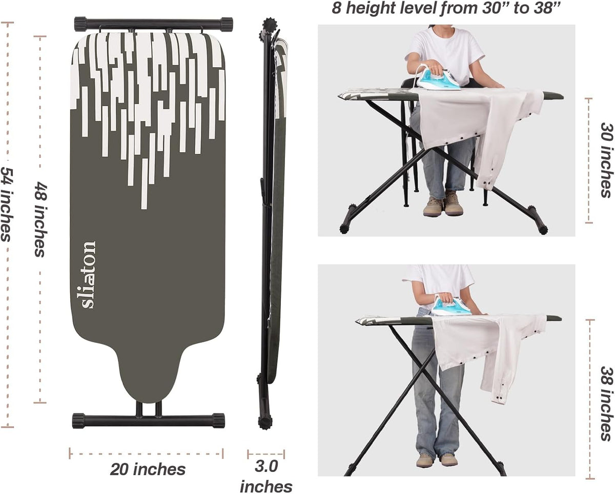 Extra Large Ironing Board with Large Hang Rail in 53" L x 20" W - HavenBliss Decor