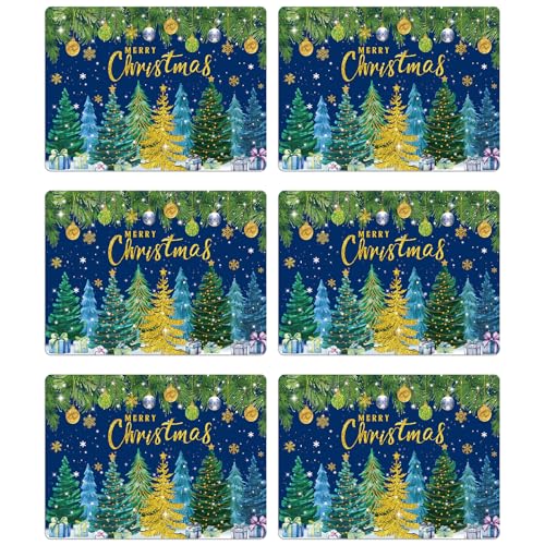 Christmas Pine Trees Plastic Placemats Set of 6 Table mats 17×13×0.04in (6 Count)