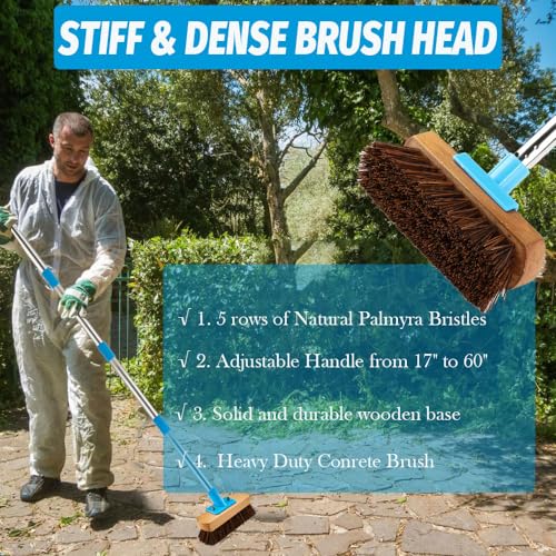 Floor Scrub Brush with Long Handle for Deck