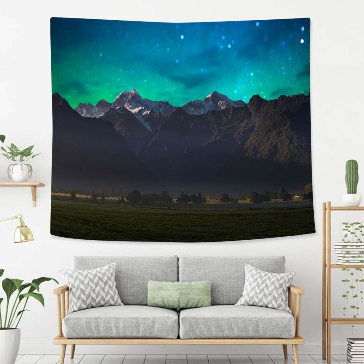 Mountain Tapestry For Bedroom Mount Cook And Lake Matheson New Zealand With Milky Way Tapestries Wall Hanging For Living Room Dorm Office 60×50 In - HavenBliss Decor