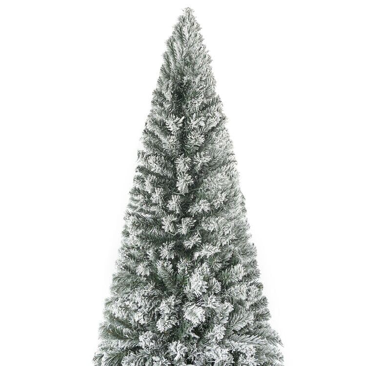 7.5ft Slim Snow Flocked Christmas Tree with Lights