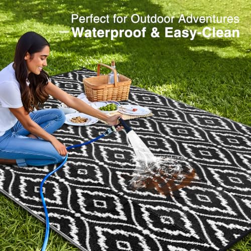 Outdoor Rug 8x10 ft Waterproof Reversible Braided Mat