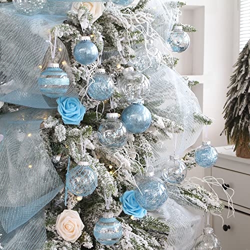 24 Pack Clear Christmas Ball Ornaments with Fillers (24 Count)