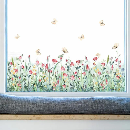Set of 28x20 Inch Size Hello Spring Summer Window Cling Sticker Tulip (93 Count)