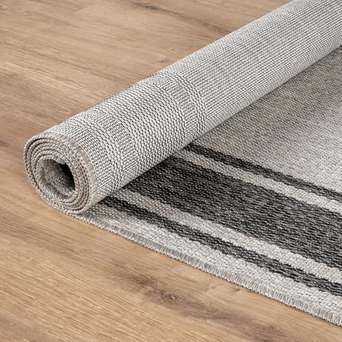 Outdoor Rug 6x9 Modern Bordered Area Rugs for Indoor and Outdoor Patio Deck Porch Garden Waterproof Weather Sun Resistant Washable Outside Carpet (54 Sq Ft)