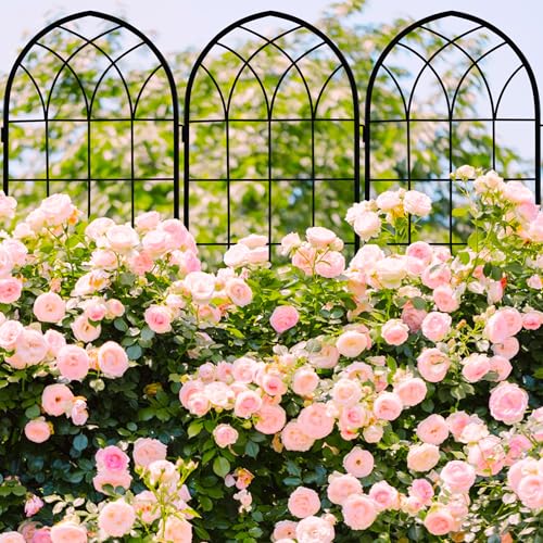 2 Pack 71x20in Rustic Iron Arch Decoration Garden Trellis with Black Metal Coating