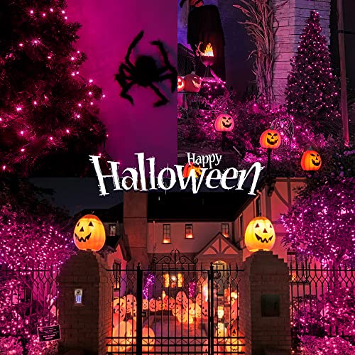 2PACK 50 Count 13ft Pink Purple Halloween Lights with White Wire (13 Foot)