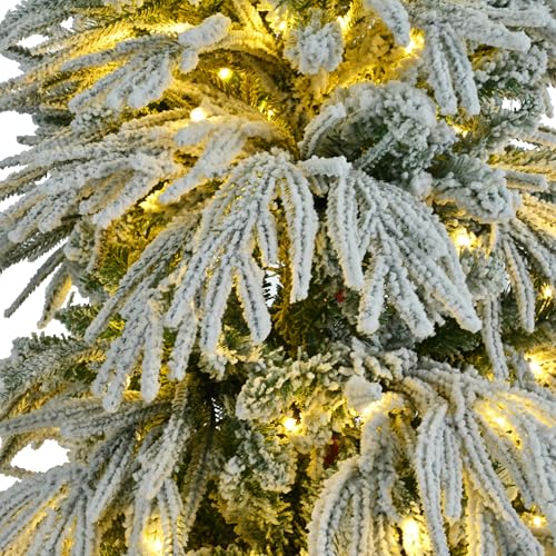 7.5FT Pre Lit Spruce Snow Flocked Artificial Christmas Tree (34.28 Count)