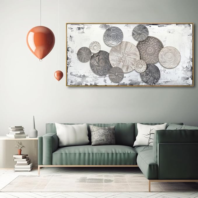 Wall Art Floral Rustic Wall Decor Brown and Grey Canvas Painting Abstract Wall Art for Bedroom Living Room Dining Room Home Office Decor 24"x48" with Framed