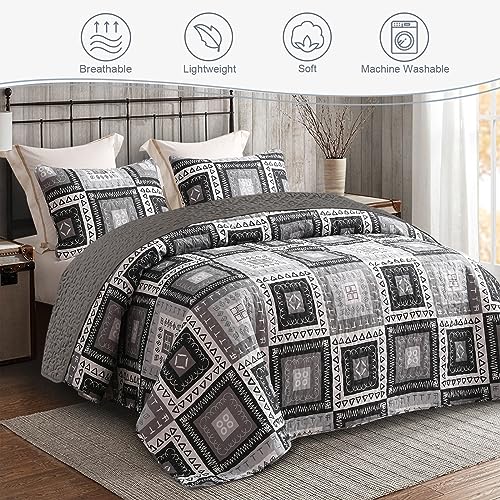 Reversible Boho Quilts Queen Size Black
