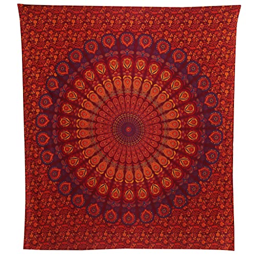 Handmade Indian hippie Bohemian Psychedelic Peacock Mandala Wall hanging College Dorm Beach Throws Table Cloth Bedding Tapestry
