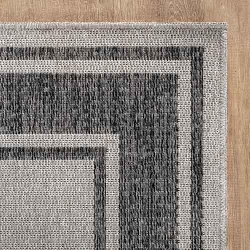 Outdoor Rug 5x7 Modern Bordered Area Rugs for Indoor and Outdoor Patio Deck Porch Garden Waterproof Weather Sun Resistant Washable Outside Carpet (35 Sq Ft)