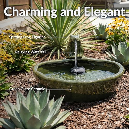 Sunnydaze 7" Ceramic Solar Powered Garden Water Fountain