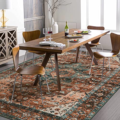 9x12 Ultra Thin Vintage Medallion Area Rug for Living Room