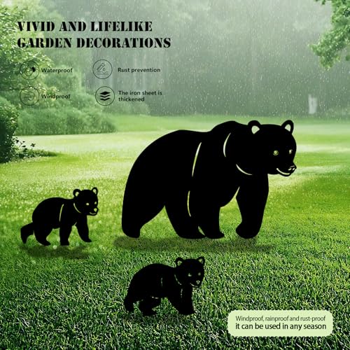 3 Pack Bear Metal Garden Decorative Stakes (3 Count)