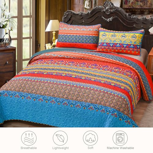 Reversible Boho Quilts Full Size Blue