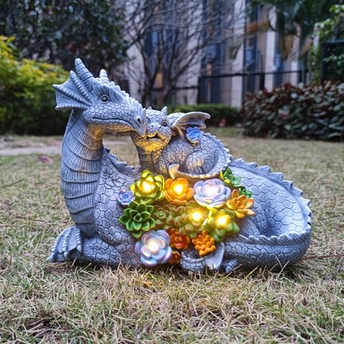 Solar Dragon Statue with LED Lights