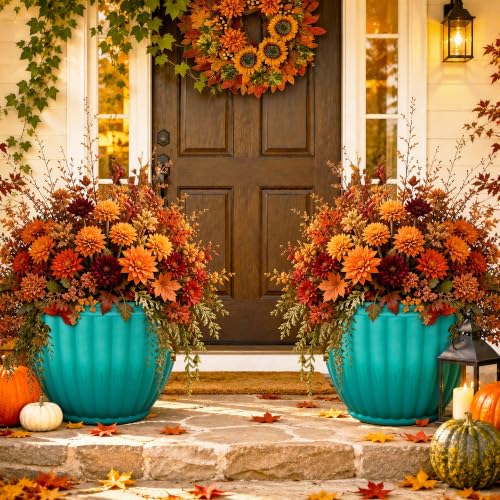 Autodaya 15" Large Planters For Outdoor Plants Set Of 2 Plastic Flower Pots (2 Count)