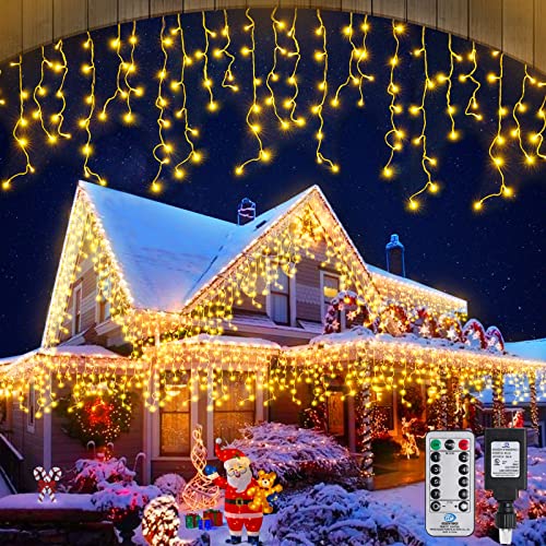 Christmas Icicle Lights Outdoor Decorations 1008 LED 98.4 FT Icicle String Lights with 189 Drops