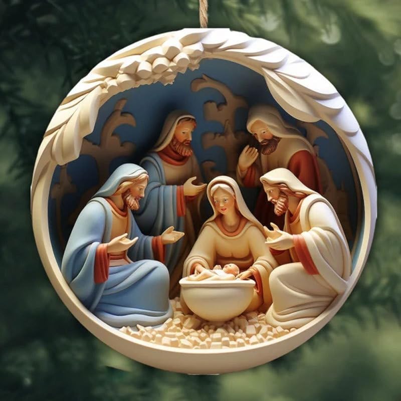 6 Pack Nativity Scene Ornaments (6 Count)