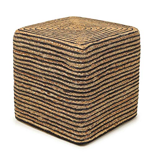 Jute Cotton Braided Cube Pouf Ottoman Foot Rest