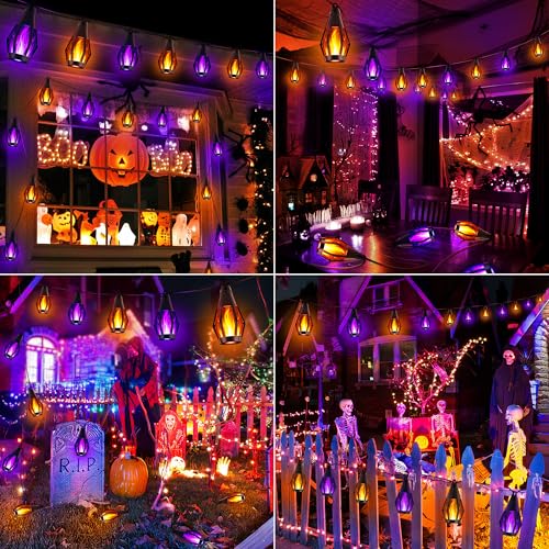 27FT 10 LED Solar Flame Halloween String Lights