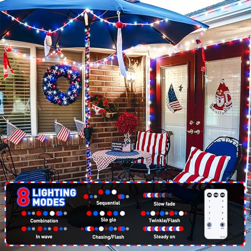 600 LED Red White and Blue Lights Outdoor (168 Foot)