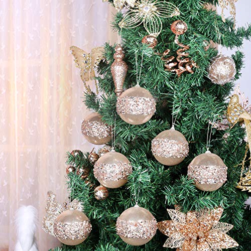 4pc Champagne Gold Christmas Ball Ornaments (4 Count)